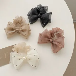 Chouchous élégants en organza avec nœuds et strass brillants en quatre couleurs
