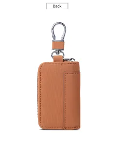 Sac à clés de voiture minimaliste pour hommes marron fermeture éclair taille suspendu étui