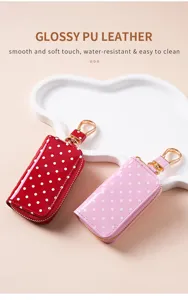 Glänzendes PU-Leder Pünktchen Etui mit Reißverschluss, weich, wasserabweisend und praktisch.