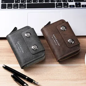 Geschäftsherren Akkordeon Kartenetui Vintage Doppelmagnet Schnalle Brieftasche