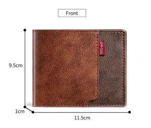 Portafoglio corto uomo pelle morbida bicolore porta carte compatto borsa quotidiana