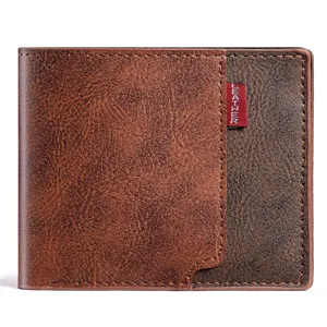 Portafoglio corto uomo bifold in pelle PU affari tempo libero porta carte marrone