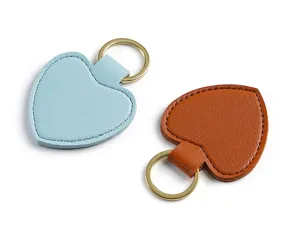 Herzförmiger Leder Schlüsselanhänger Tasche Anhänger, PU-Leder mit Metallring, 2 Stück.