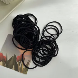 Premium high-elastic black twisted hair ties, durable ponytail hair bands for women.