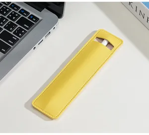 Etui de protection en cuir PU jaune pour stylet etanche trousse a crayons chic