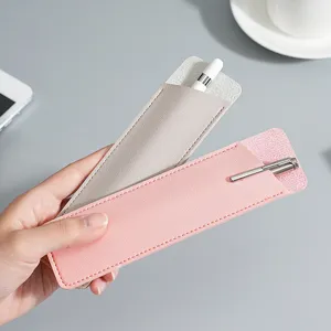 Minimalist Leather Pen Sleeve Business Bookmark Pen Holder Portable Pen Pouch Office School Stationery Supplies
