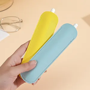 Estuche para Lápices de Cuero PU Funda Protectora Minimalista Color Sólido Portalápices Para Oficina Escuela Estudiantes