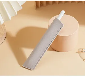 PU Leder Einzel Stifteetui Schutzhülle für Touchpen Bleistift, elegante graue Tasche.