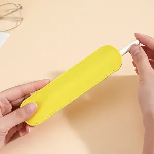 Estuche de cuero PU para un solo bolígrafo, funda protectora para plumas y lápices, estilo brillante.