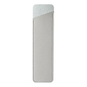 Minimalist leather pen sleeve stylus pouch business signature pen protective cover light grey.