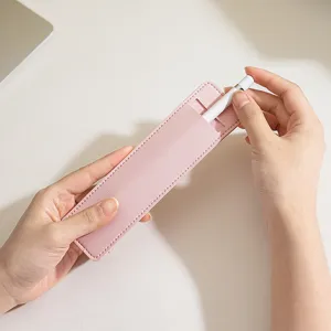 Trousse à crayons en cuir PU minimaliste, étui de protection unicolore pour stylet.