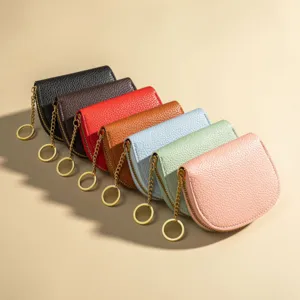 Minimalist PU Leather Accordion Card Holder For Women Men Solid Color Shell Shape Mini Coin Purse Zipper Wallet Card Organizer