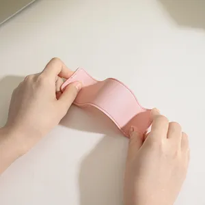 Etui de protection en cuir PU rose, housse souple minimaliste pour papeterie.