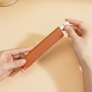 Orangefarbene PU-Leder Etui für einzelne Stifte, Schutzhülle für Apple Pencil und Kugelschreiber.