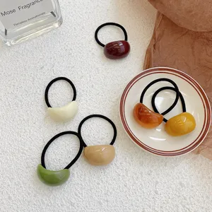 Colorful jelly acrylic hair ties set with minimalist elastic rubber bands for girls