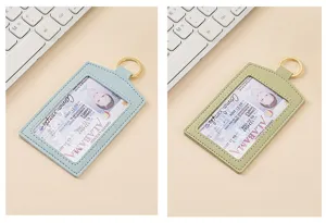 Portacarte in pelle PU con portachiavi custodia per badge di lavoro protezione