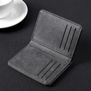 Classic men's minimalist leather card holder wallet, compact multi-slot credit card organizer