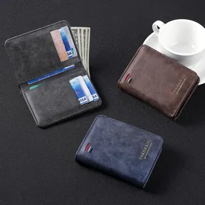Classic men's short wallet multi-card slot PU leather business credit card holder purse