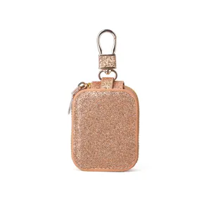Custodia protettiva glitterata per auricolari bluetooth con moschettone portatile chic.