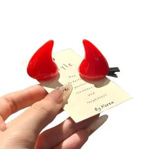 Pinzas para el pelo con cuernos de diablo rojos para Halloween