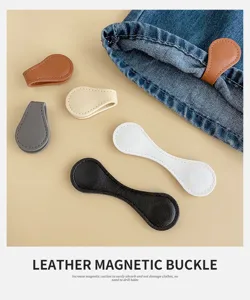 Multi-color leather magnetic buckles for shortening pant legs and sleeve cuffs without sewing