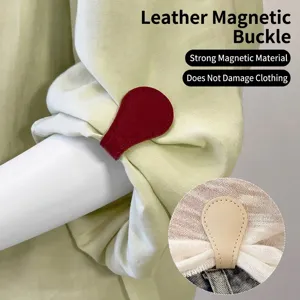 Magnetic Pant Cuff Sleeve Fixing Clips PU Leather No Sew Hemming Buckle For Pants Shortening Adjustable Magnet Clothing Accessory
