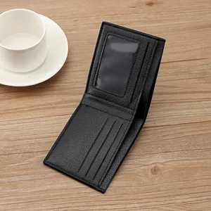 Men's Black PU Leather Bifold Wallet Short Card Holder Business Casual Pocket Purse