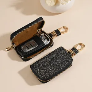 Portachiavi per Auto in Pelle PU con Paillettes Unisex Custodia per Chiavi con Gancio in Metallo Portafoglio con Anello