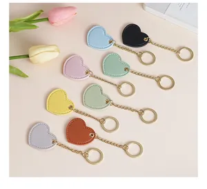 Colorful heart leather keychain charm and stylish bag pendant wonderful detail view.