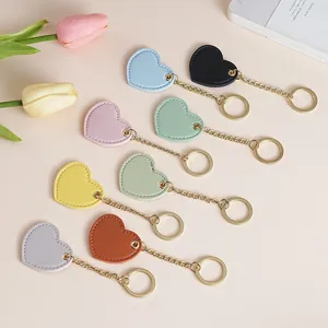 Cute Heart Leather Keychain Metal Chain Bag Pendant Car Key Ring Holder Fashion Keyring Accessories For Women