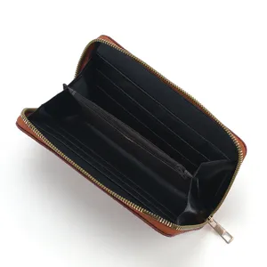 Women long zip wallet large capacity PU leather purse multiple card slots fashion clutch bag