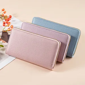 Women's Fashion Long Wallet PU Leather Litchi Pattern Zip Around Large Capacity Clutch Purse Card Holder Handbag