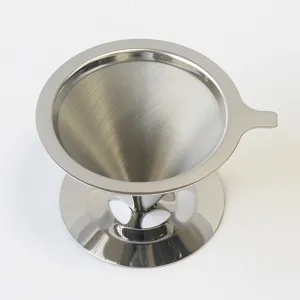 Ανοξείδωτο Φίλτρο Καφέ 304 Pour Over 600 Mesh Διπλού Στρώματος Επαναχρησιμοποιούμενο Dripper Καφέ με Βάση Στήριξης