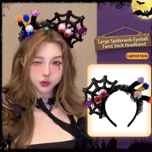 Halloween Spinne Stirnband Lustige Plüsch Fledermaus Geist Augapfel Haarklammern Party Deko Mit LED Lichter Gruselig Festlicher Kopfschmuck