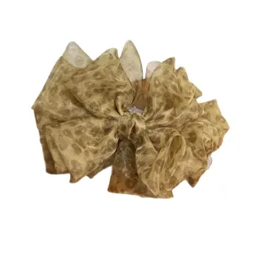 Leopard print mesh bow banana hair clip for fluffy high ponytail hairstyle accessories