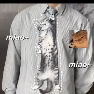 Corbata con Estampado de Gato de Novedad Diseño Creativo Pañuelo de Satén Casual Hombre Mujer Corbata Delgada Regalo