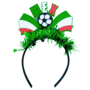 Diadema de fútbol con bandera de México con texto MEX y balón para aficionados