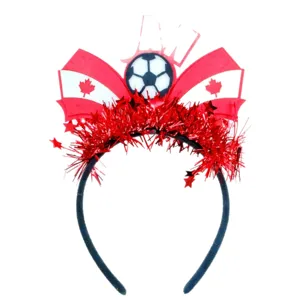 Diadema de aficionado al fútbol de Canadá con oropel rojo para el Mundial de 2026
