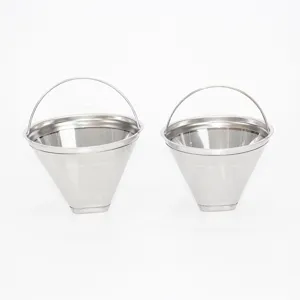 Filtro caffè in acciaio inossidabile con manico, cestello conico a maglia singola per macchina.