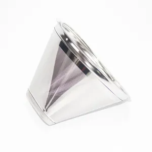 Filtro per caffe in acciaio inox conico a singolo strato con maglia fine con manico