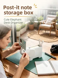 Schattige olifant bureau organizer voor briefjes, multifunctionele opbergdoos voor kantoor.