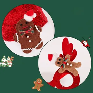 Gafas festivas de astas de reno navideñas con set decorativo de muñeco de pan de jengibre