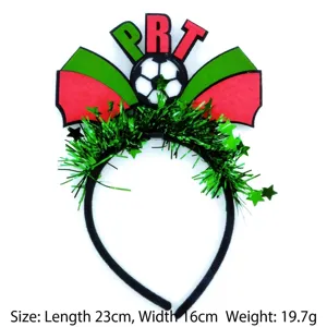 Diadema de fútbol para aficionados roja y verde con diseño PRT para eventos de la Copa