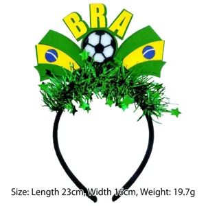 Diadema de bandera de Brasil con balón para aficionados al fútbol 2026