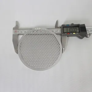 Disque filtrant en acier inoxydable sur mesure avec maille gravée de 110 mm de diamètre.