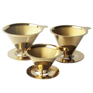 Gold 304 Stainless Steel Coffee Dripper Cone Pour Over Coffee Filter Set Main Product Image
