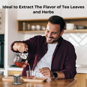 Set infusore per tè in acciaio inossidabile e teiera in vetro, ideale per tè sfuso ed erbe.