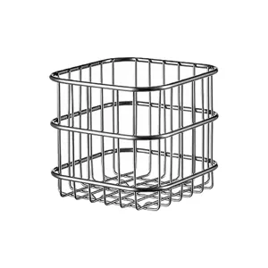 Ins Minimalist Stainless Steel Square Storage Basket Desktop Wire Sundries Organizer Cosmetic Storage Holder Metal Container