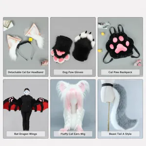 Ensemble d'oreilles de pattes queue ailes sac a dos cosplay peluche anime fete.
