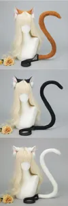 Cosplay chat renard oreilles serre-tête et longue queue en peluche ensemble costume